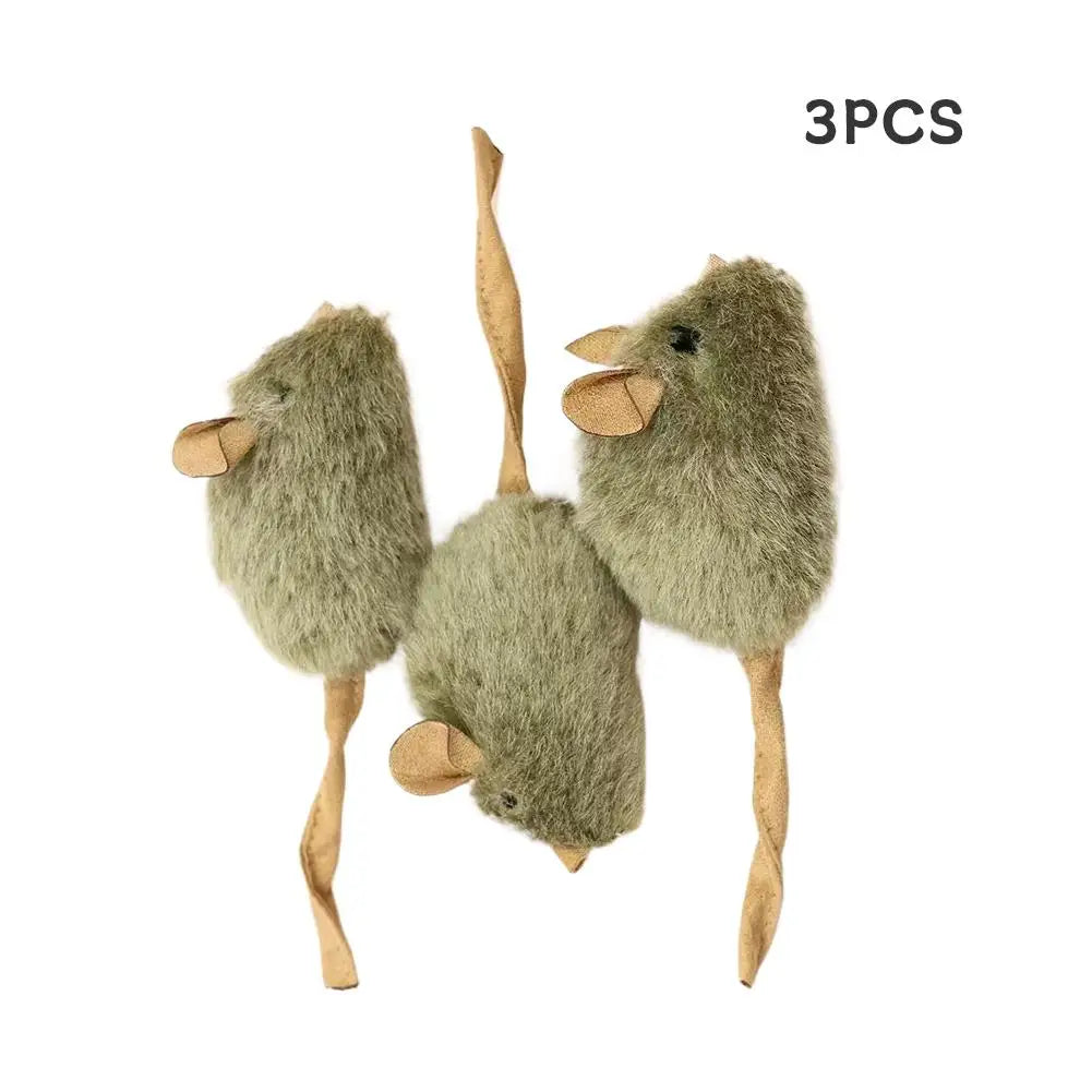 3pcs Interactive Cat Toys Stress Relief Engaging Sounding Mouse Toys Realistic Plush Pet Teaser Plush Toys Best Seller For Cats Vue 3pcs