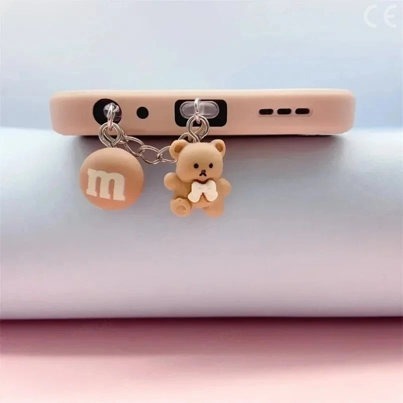 Cute Little Bear Phone Dust Plug Pendant for iPhone Samsung Xiaomi Type-C/iOS phone Interface Cell Dust Plug Accessories Vue