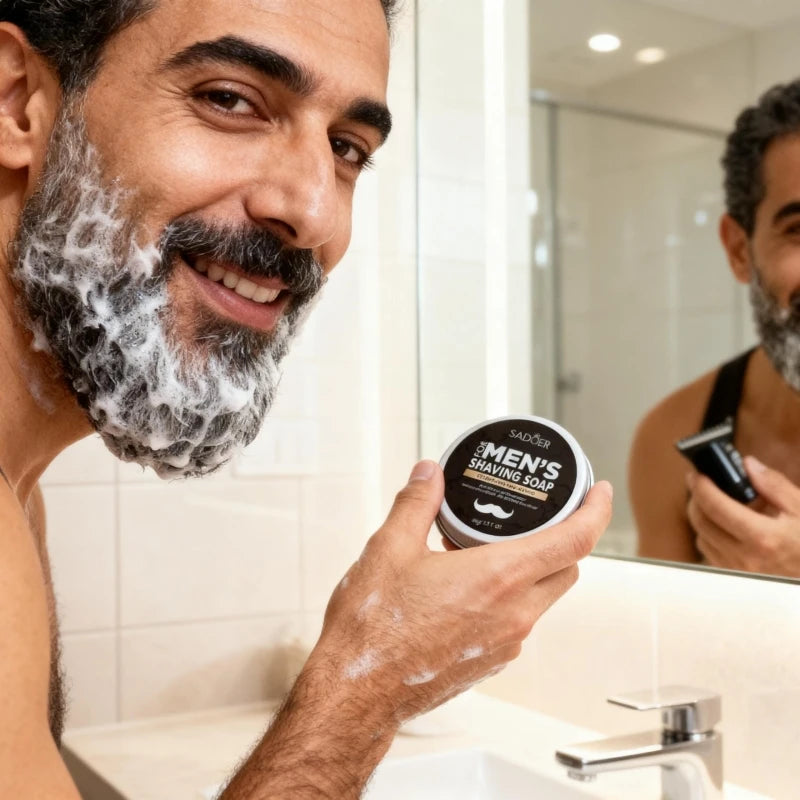 Men's Shaving Soap, Containing Mint Extract and Olive Fruit Oil. The Foam Is Thick and Fine, Making It Easy to Soften the Base of the Beard, Reducing Resistance during Shaving, and Making the Shave Smoother and Sharper. Vue