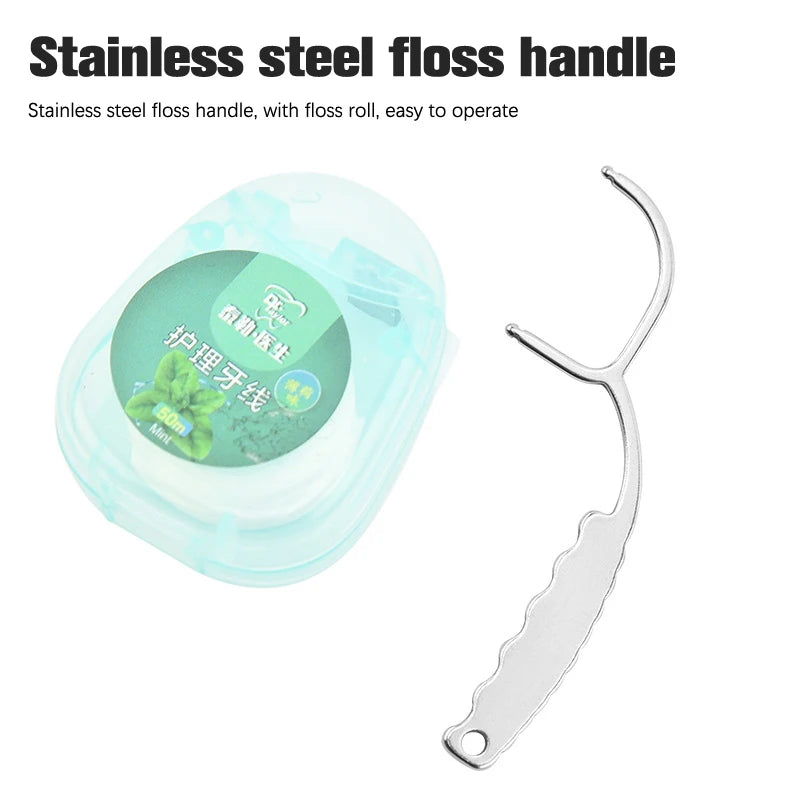 Portable Toothpick Floss Teeth Cleaner Stainless Steel Toothpick Set Tooth Flossing Reusable Toothpicks Oral Cleaning Tools Vue