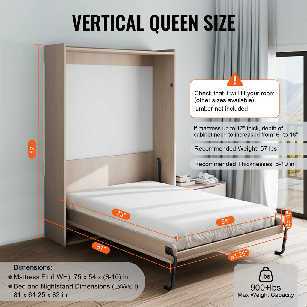 Full Size Vertical Murphy Bed Kit – DIY Wall Bed Hardware Murphy Bed Hardware Kit Vue