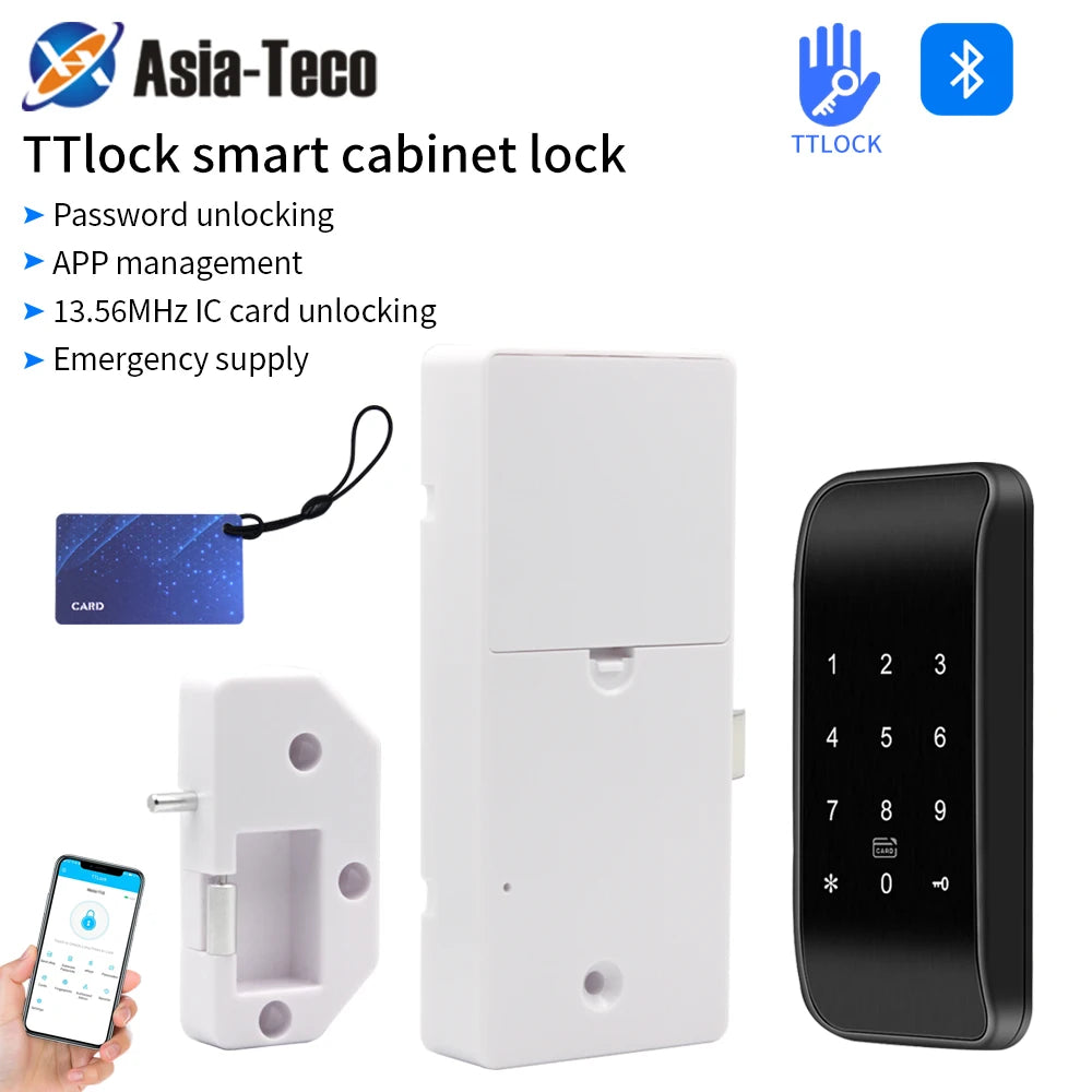 Fingerprint Smart Drawer Lock Electronic RFID 13.56MHz IC Cabinet Lock TTLock App Unlock Intelligent Keyless Sensor Install Easy Vue