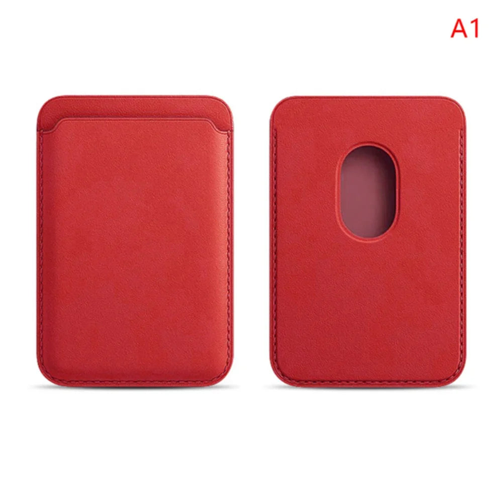 For Magsafe Magnetic Leather Wallet Case For iPhone 17 16 15 14 13 12 11 8 Samsung Huawei Card Holder with Magnet Covers Vue Red ABS