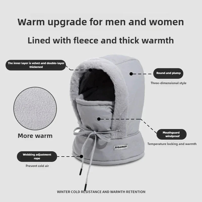 Autumn Winter Unisex Ski Hat Trapper Hat with Ear Flaps Thickened Warm Fleece Lined Cap for Outdoor Cycling Hiking Vue