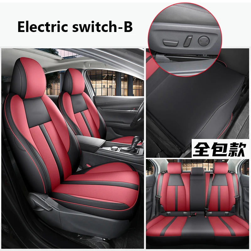 For Mazda 3 Axela 2020 2021 2022 2023 2024 2025 Custom Fit Car Accessories Seat Covers 5 Seats Sports Leather Car styling Vue B-Black red China Mainland