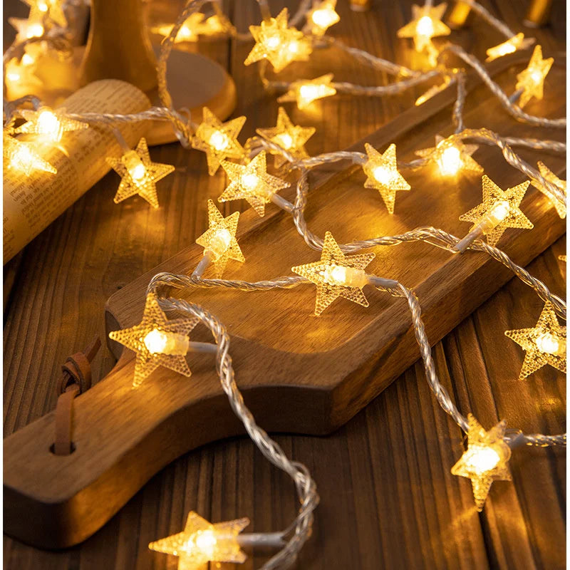 2025 Festival Star LED String Lights Party Indoor Atmosphere Christmas Decoration Room Battery Lights Outdoor Waterproof Outdoor Vue