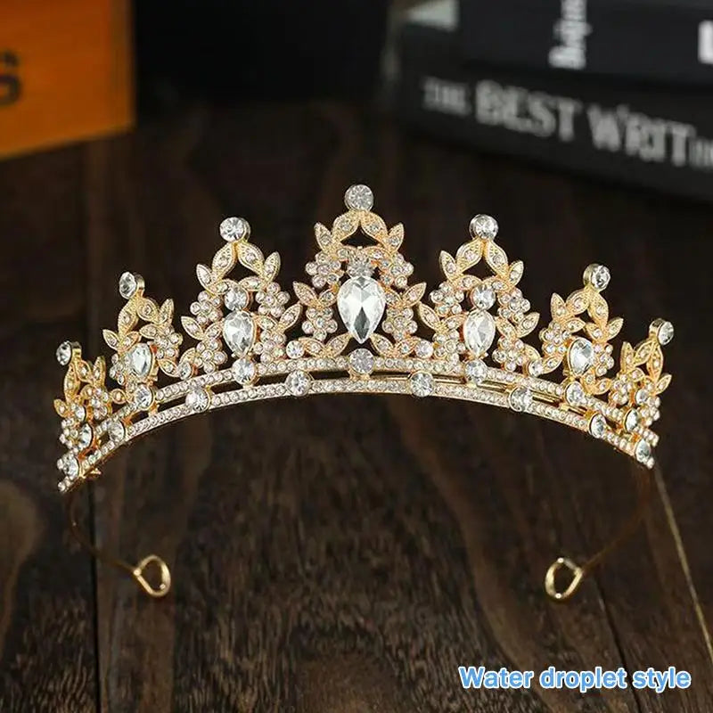 Wedding Hair Tiara Crystal Bridal Tiara Crown Silver Color Diadem Veil Tiaras Wedding Hair Accessories Headpieces Head Jewelry Vue A1