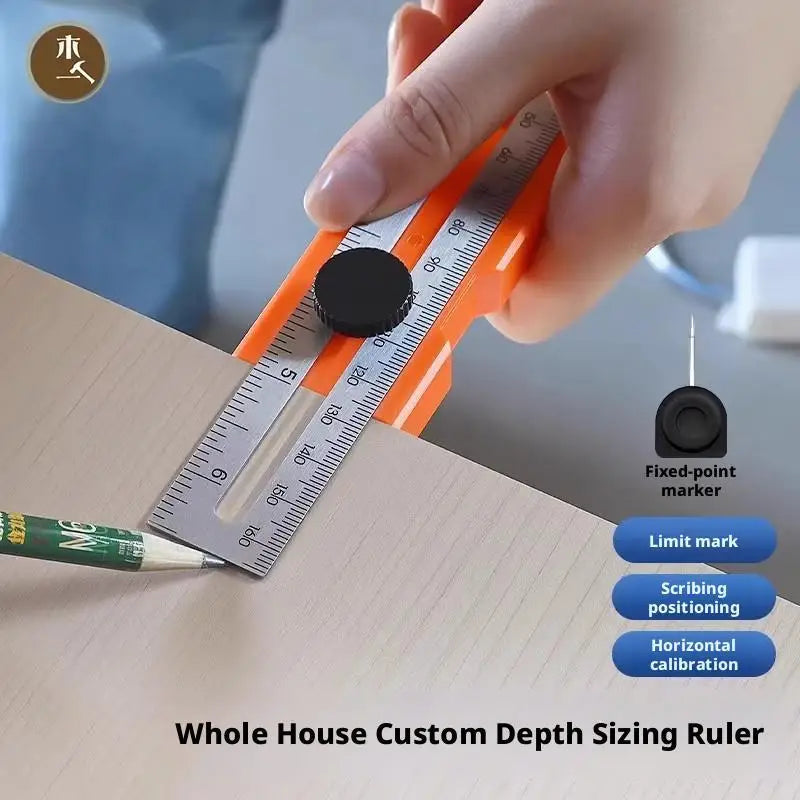 Multifunctional Angle Ruler, Precision Woodworking Protractor Level Measure Tool For Carpenter, 90/45 Degree With Depth Gauge Vue