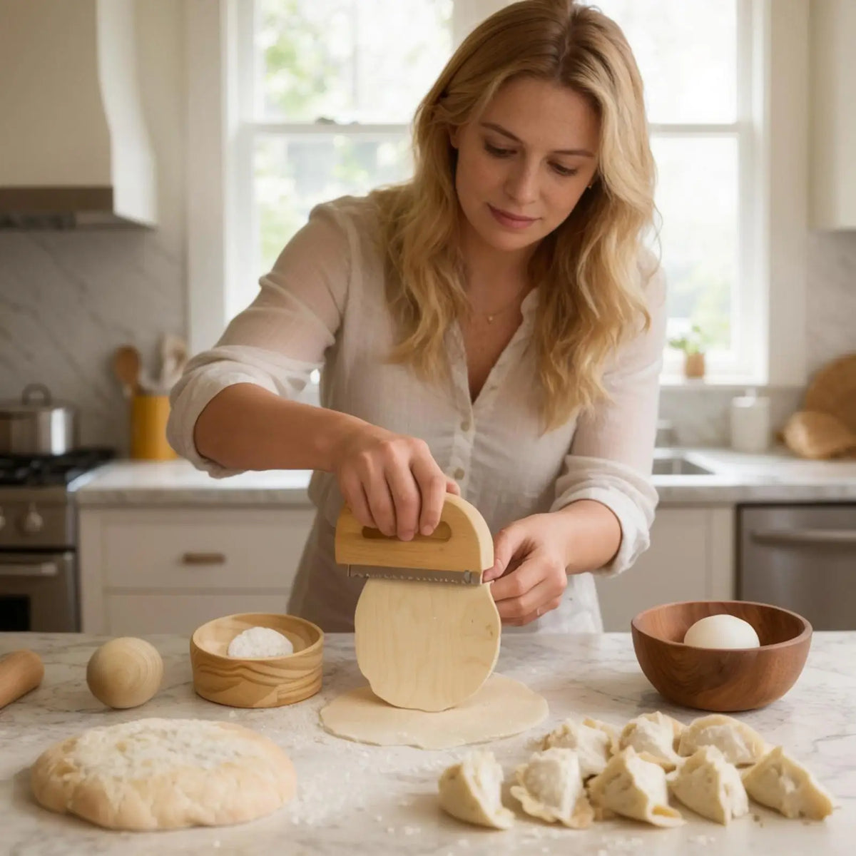 Wood Dumpling Maker Mold And Ball Manual Dough Skin Presser Hand Pie Rolling Ball For Dumpling Pie Bun Pastry Empanada Kitchen Vue