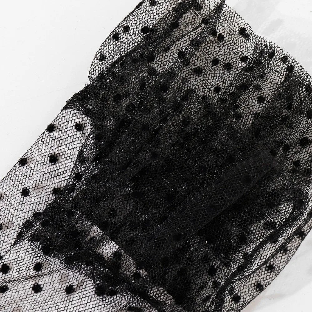 Fashion Ultra Thin Tulle Polka Dot Gloves Full Finger Breathable Lace