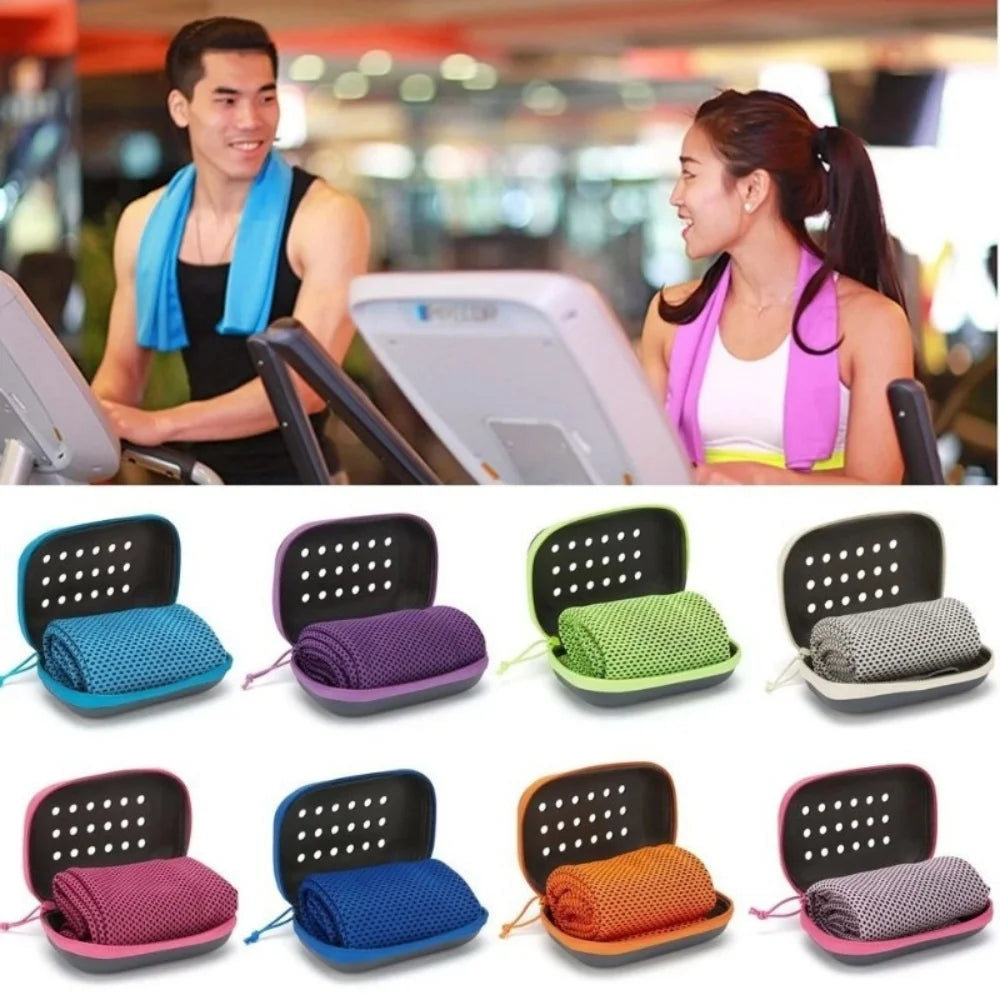 Portable Mini Silica Gel Set Cold Towel Polyester Fiber Outdoor Cooling Towel Fitness sports gym Running quick Dry Cool Towel Vue