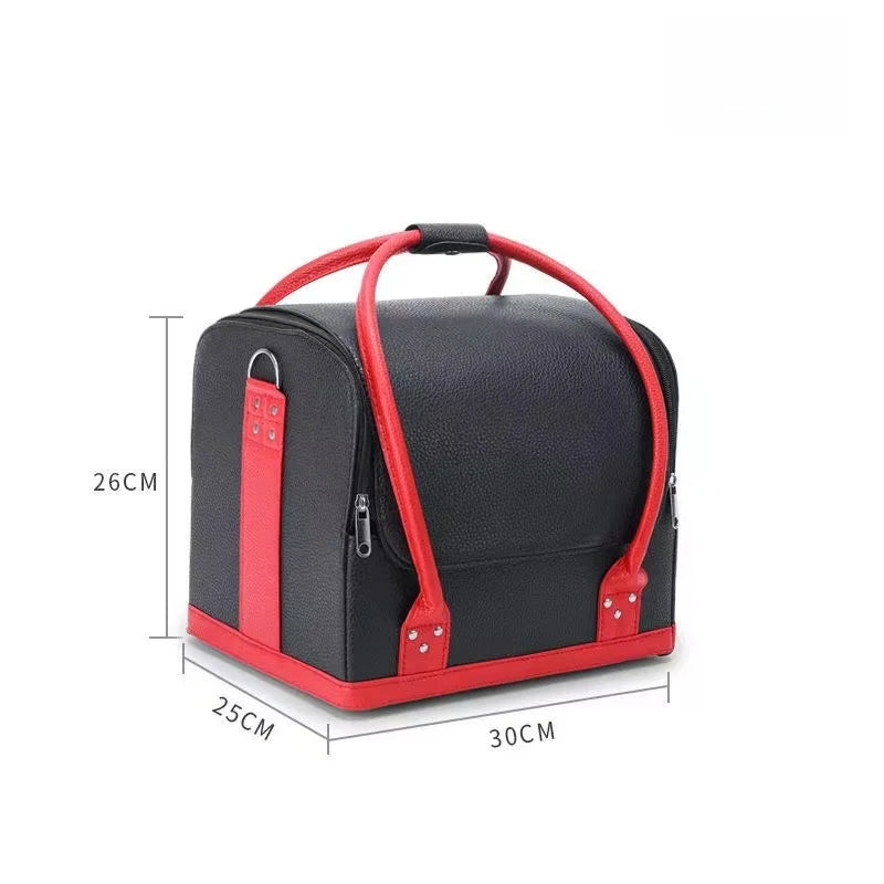 Women Cosmetic Suitcase Large Capacity Makeup Organizer Toiletry Cosmetic Bag Makeup Storage Suitcase for Make Up Organizer Vue Black and red