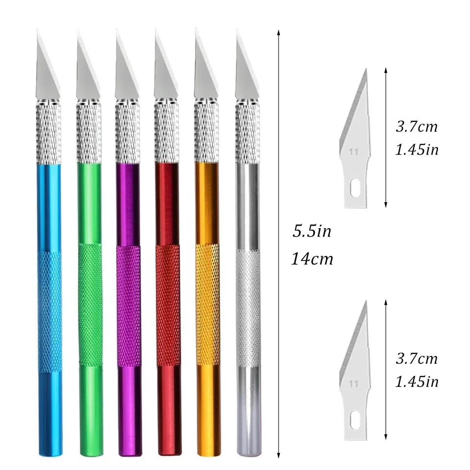 5pcs Blade Fniiva Engraving Cutter withMetal Handle Craft Carving Sculpture Paper Non-Slip Knife DIY Repair Hand Leather Tools Vue