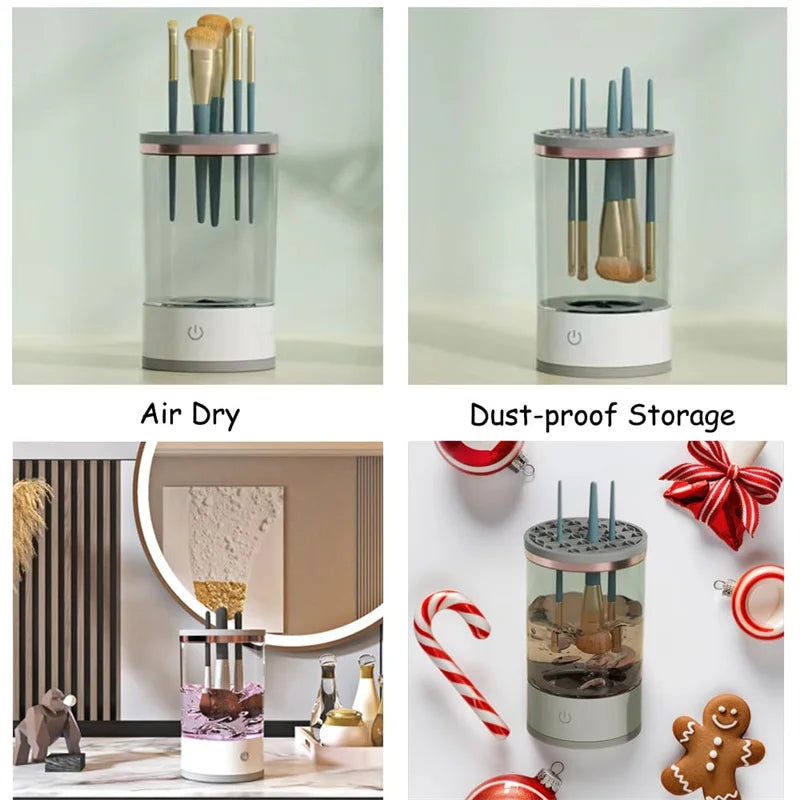 USB Plug Electric Makeup Brush Cleaner Makeup Brush Cleaning Machine Automatic Cosmetic Brush Dryer and Cleaner with Cleaner Mat Vue