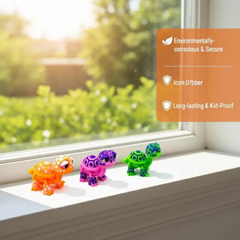 Plastic 3D Printed Turtle Animal Model Cartoon Style Exquisite Home Ornament for Children Educational Display Vue