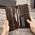 Crazy Horse Leather Retro Men's Wallet Long Simple Clutch Bag Men's High-end Leather Multi-card Wallet Vue brown