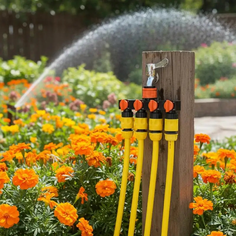 Drip Irrigation System Tap Splitter 4 Way Leakproof Connector for Garden Lawn Water Pipe Quick Installation Vue Default Title