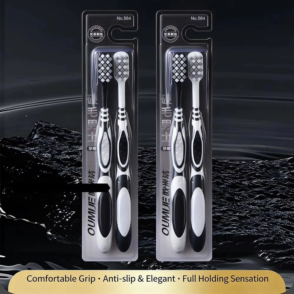 2Pcs Hard-bristled Cleaning Toothbrush Medium Hard Deep Cleaning Remove Tea Stain Plaque For Adult Vue