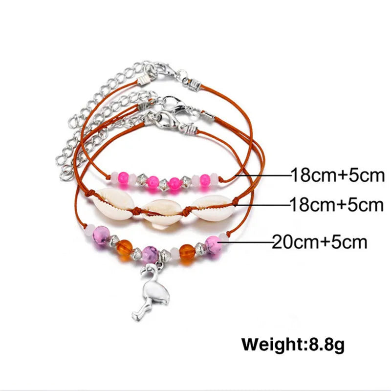 Huitan Flamingo Anklet | Bohemian Beach Shell Leg Chain Bohemian Anklet Vue