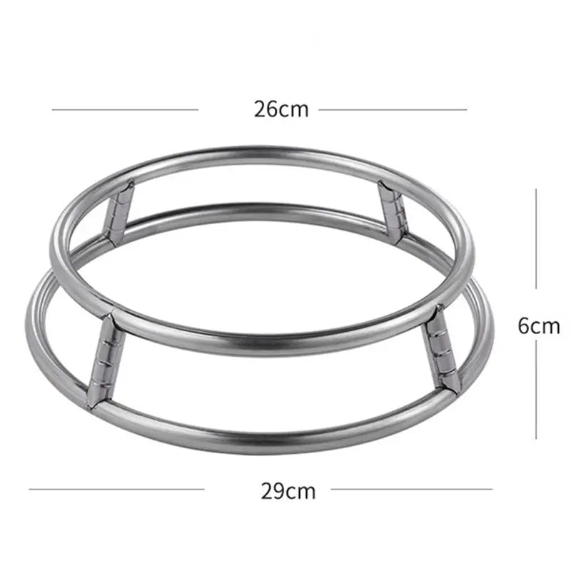 ABKW-Heat-Proof Stove Stand Stainless Steel Pot Rack Double-Ring Design Wok Holder Heavy-Duty Load Capacity Vue