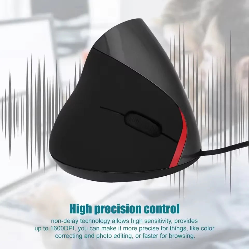 1600DPI USB Vertical Wired Mouse Ergonomic Design Wrist Rest Gaming Mice for PC Laptop Mouse for Computer Vue