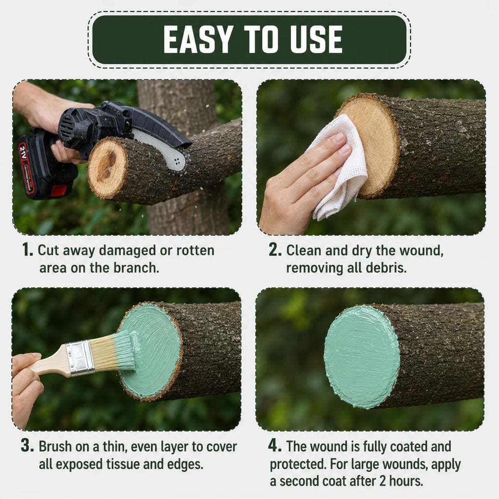 Tree Pruning Wound Dressing Kit 120g, Green Bark Sealing Paste with Applicator Brush and Gloves for Grafting and Shrub Care Vue
