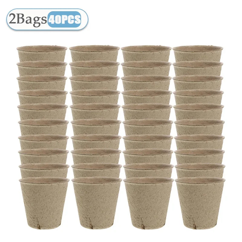 20-160PCS ﻿ 3.15 Inch Biodegradable Paper Pulp Seedling Starter Trays for Garden Planting Nursery Seed Germination Transplanting Vue Yellow-40PCS