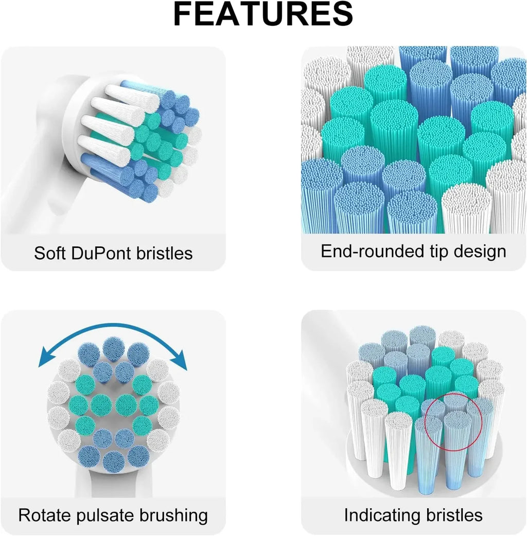 Replacement Heads For Oral B Braun Electric Toothbrush 16pcs/Pack Replacement Brush Heads For 1000/2000/3000/5000 Adults Kids Vue