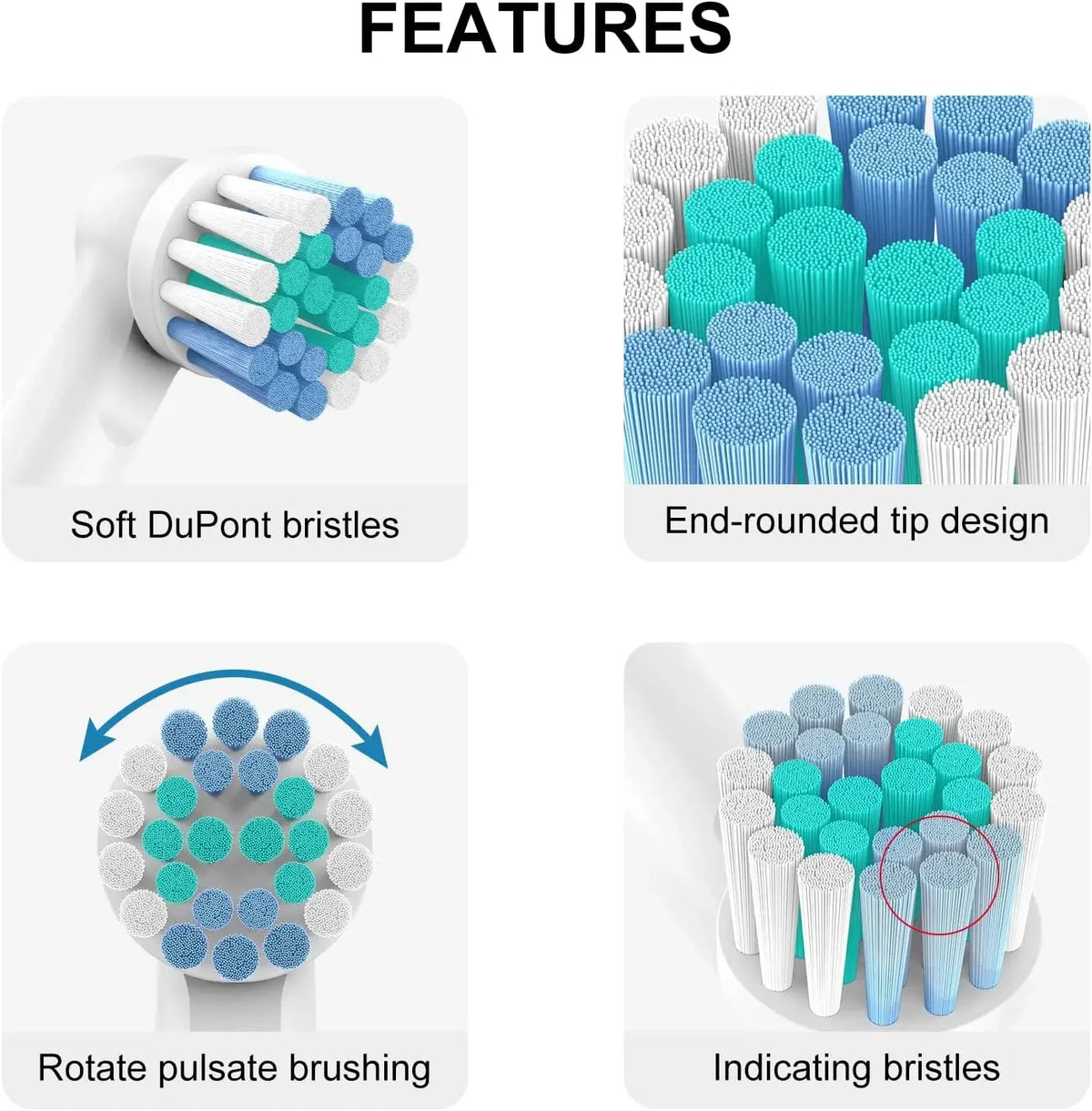 Replacement Heads For Oral B Braun Electric Toothbrush 16pcs/Pack Replacement Brush Heads For 1000/2000/3000/5000 Adults Kids Vue