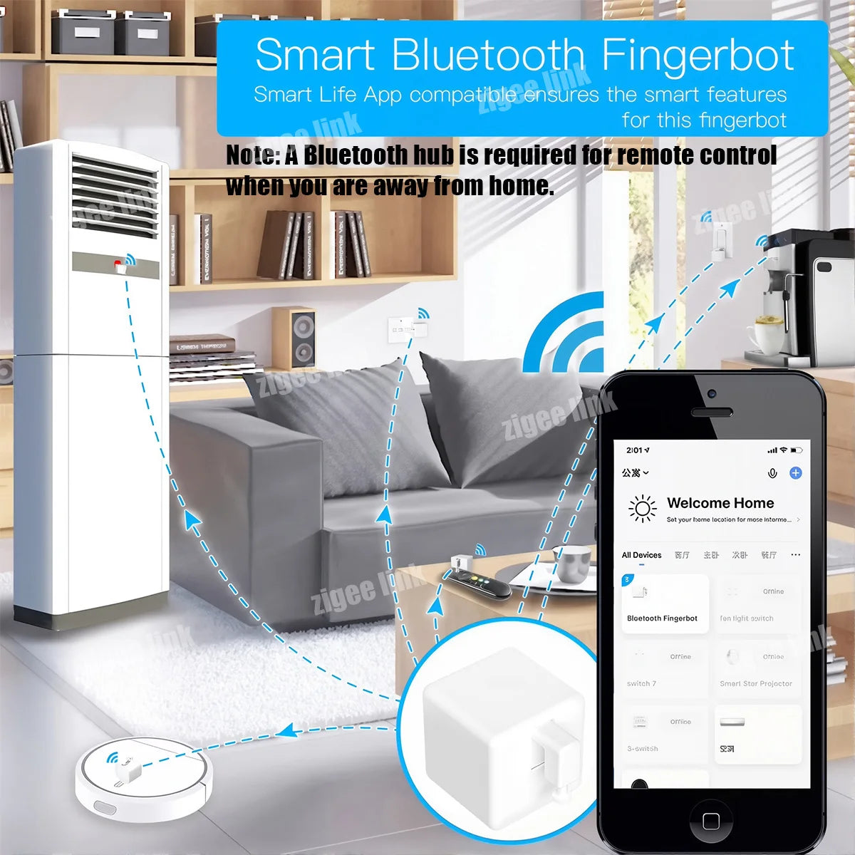 Bluetooth Fingerbot Button Pusher Smallest Robot Automatic switch Wireless Thumb Remote Control Switch For Tuya Alexa Vue