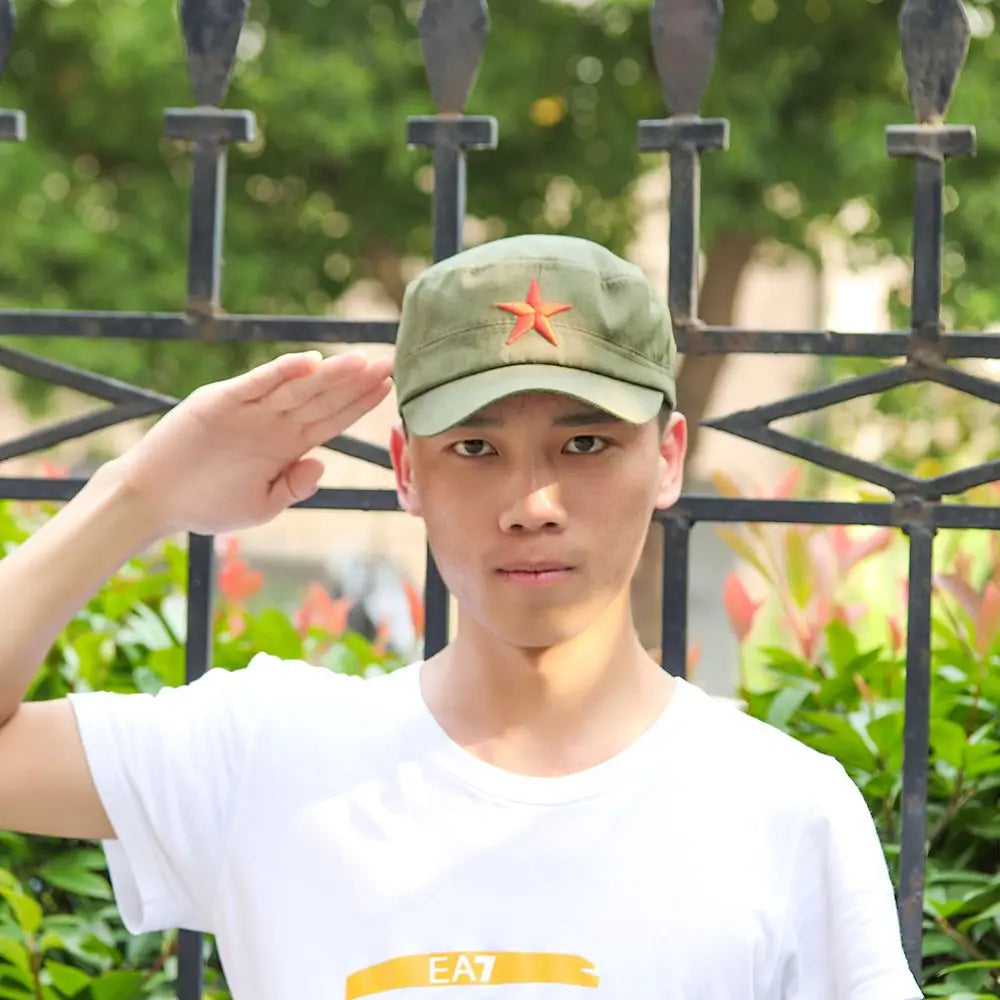 Fashion Cotton Adjustable Red Star Plain Cap Hat Sun Hats