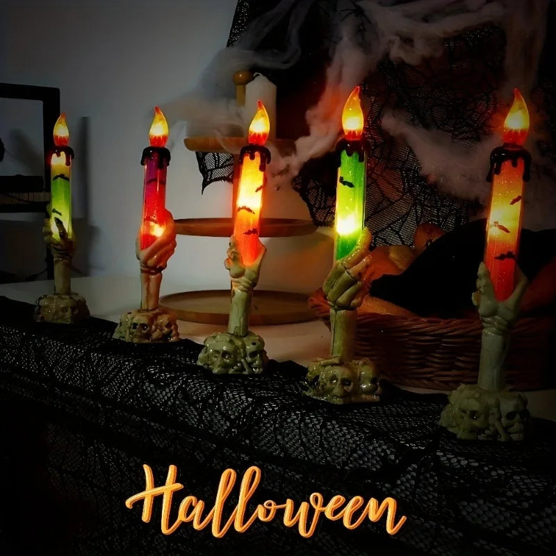 1-10PCS Creepy Skeleton Hand Candle Lamp Halloween Decor Prop Glow Light for Haunted House Party Table Ghost Festival Vue
