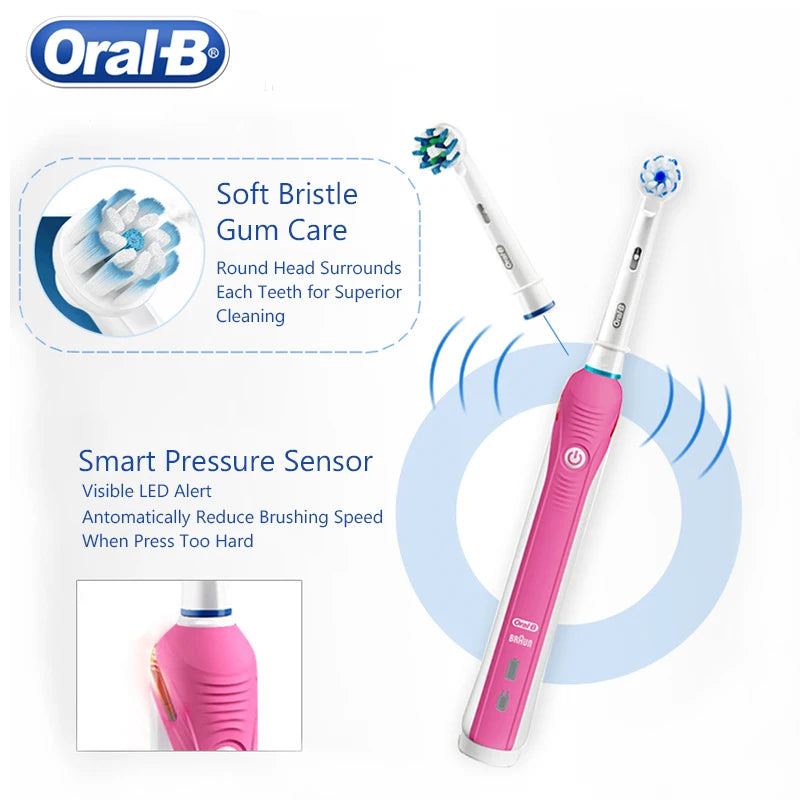 Oral B Electric Sonic Toothbrushes 2D/3D Rotation Teeth Daily Whitening Gum Care Pressure Sensor Rechargeable Waterproof Vue