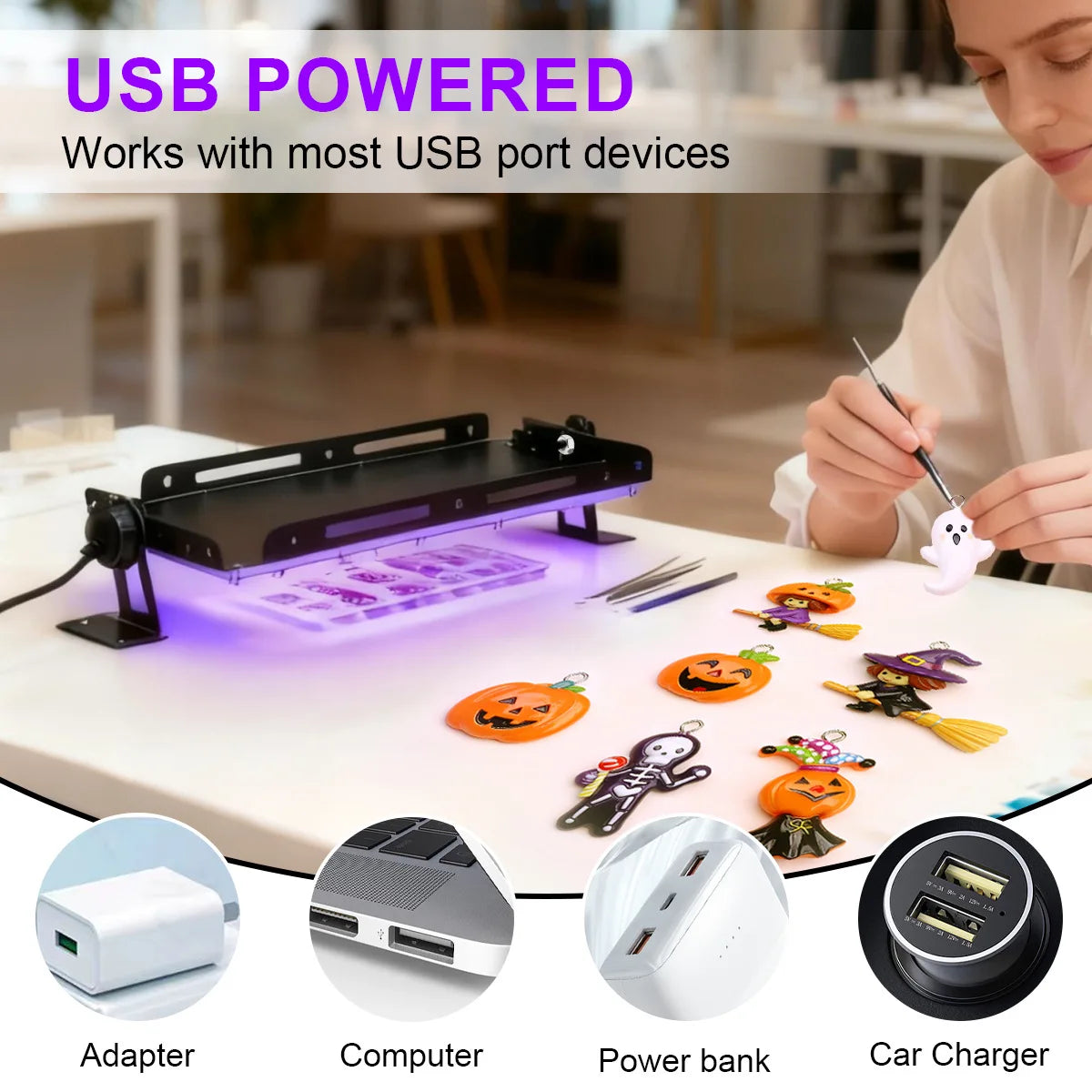 LED UV Resin Curing Lamp High Intensity Fast Curing USB Powered for Epoxy Resin Jewelry Making Mold Craft DIY Vue