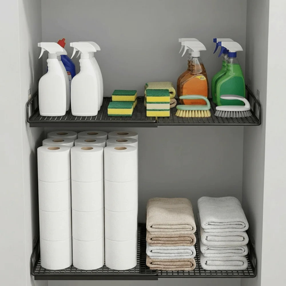 Cartoon Steel Expandable Cabinet Sorting Board Adjustable Large Capacity Wardrobe Divider Board Rust-proof No-Drill Vue