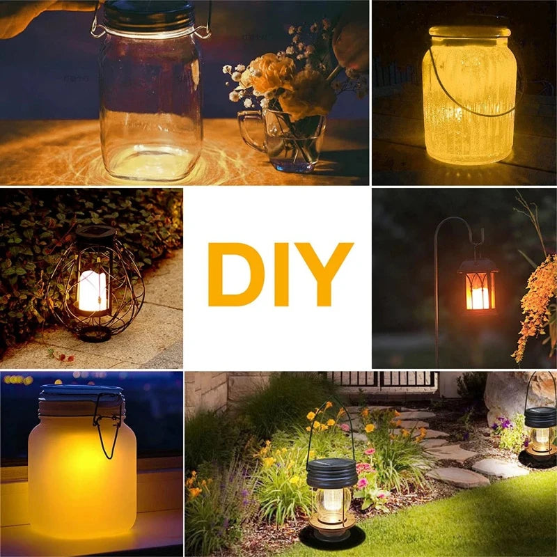 Solar Panel with LED Lantern Top Lid Solar Light Replacement Part DIY Outdoor Hanging Lanterns Table Lights Garden Decor Vue