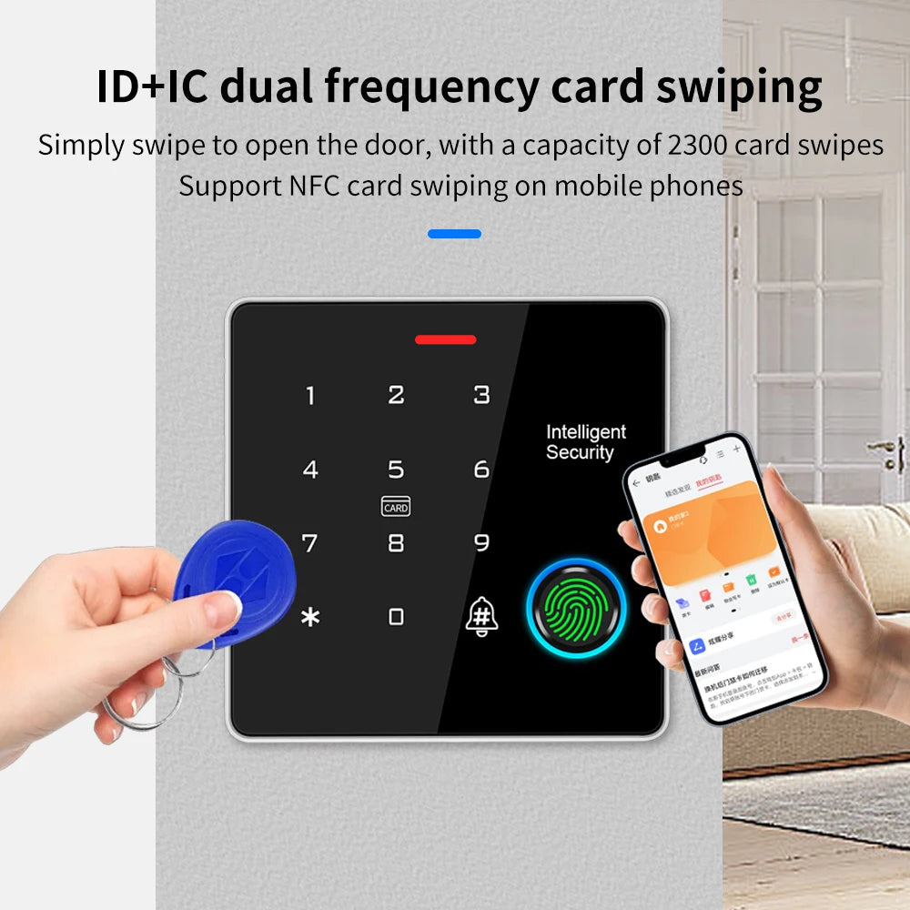 Dual Frequency 125Khz+13.56Mhz Fingerprint Access Control Keypad Waterproof Fingerprint Digital Electronic Lock Door Opener Vue