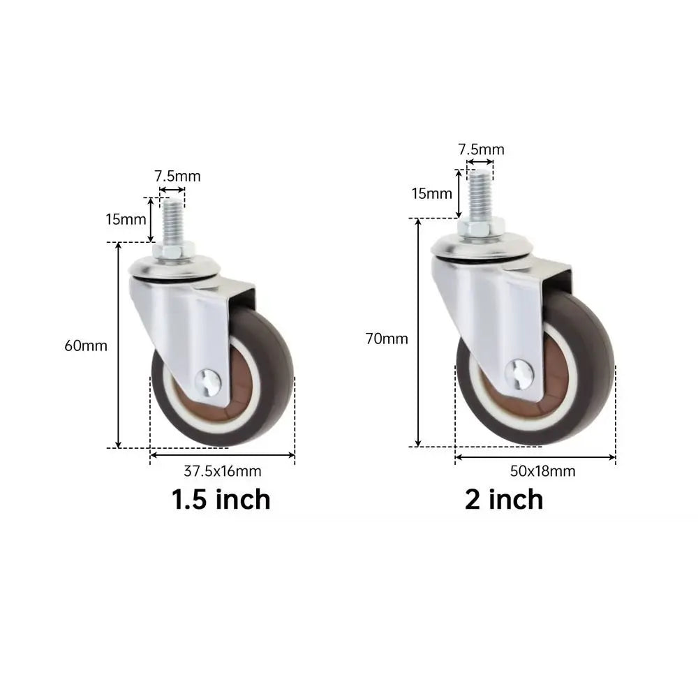 Metal Top Casters Wheels Ball Bearings TPR Rubber Furniture Casters Soft Rubber Threaded Stem Swivel Casters Furniture Vue