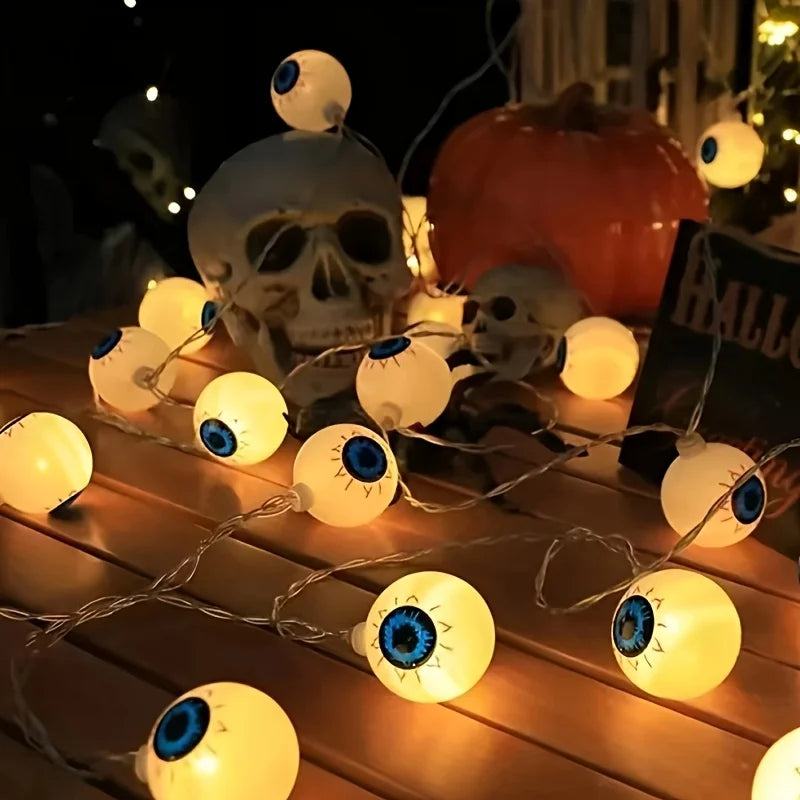 Halloween Luminous Simulation Ghost Eyeball LED String Lights Battery Creepy Horror Prop Lamp For Home Party Holidays Decor Vue