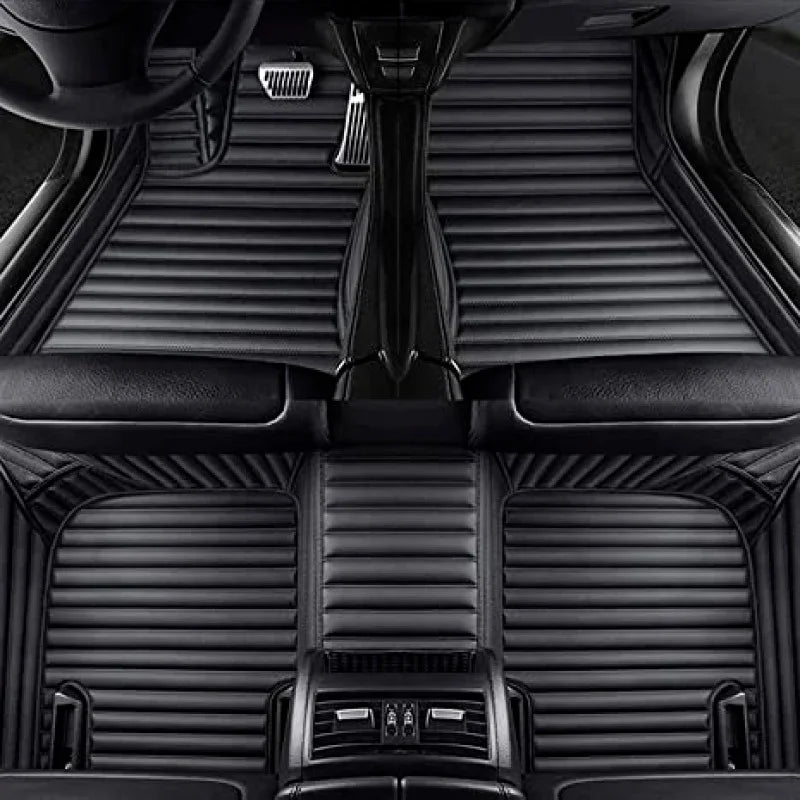 Custom Car Floor Mats for Jeep Wrangler All model Sahara JK JL TJ 2011-2024 4/2Door 1st & 2nd Row Auto Accessories Foot leather Vue black black 2018-2024 2 Door
