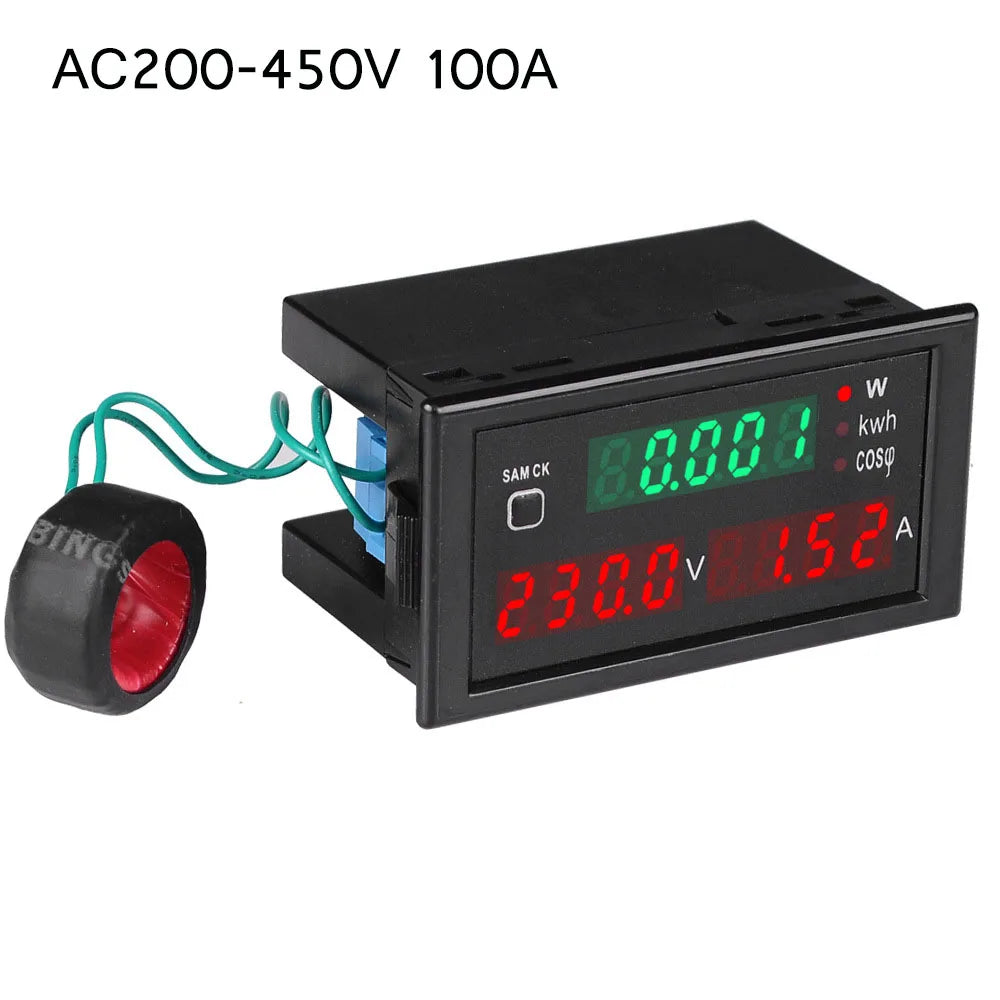 SPM001 AC80-300V AC200-450V 100A Multi-functional LED Voltmeter Ammeter KWH Meter Power Factor Wattmeter with Reset Function Vue