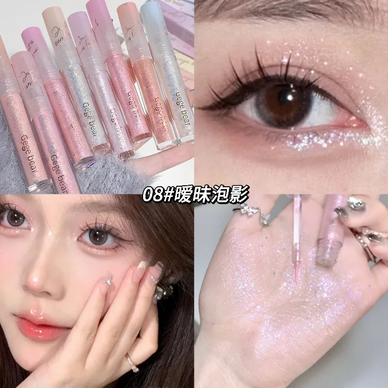 Gege Bear Gem Tear Liquid Eyeshadow Quick Dry Long Lasting No Smudge Sparkling Brightening Eye Makeup Vue GX1108-08