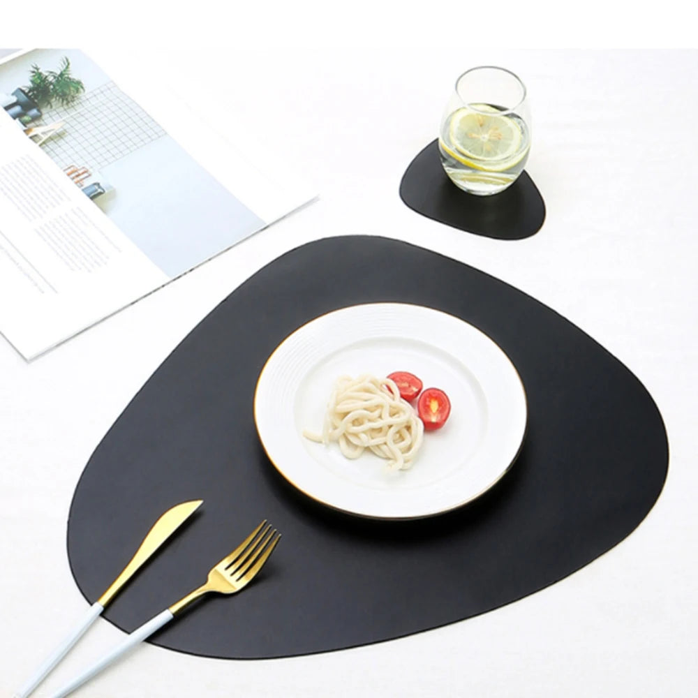 Placemat Table Mat PU Leather Waterproof Heat Insulation Non-Slip Placemat Soft Washable Bowl Coaster Vue