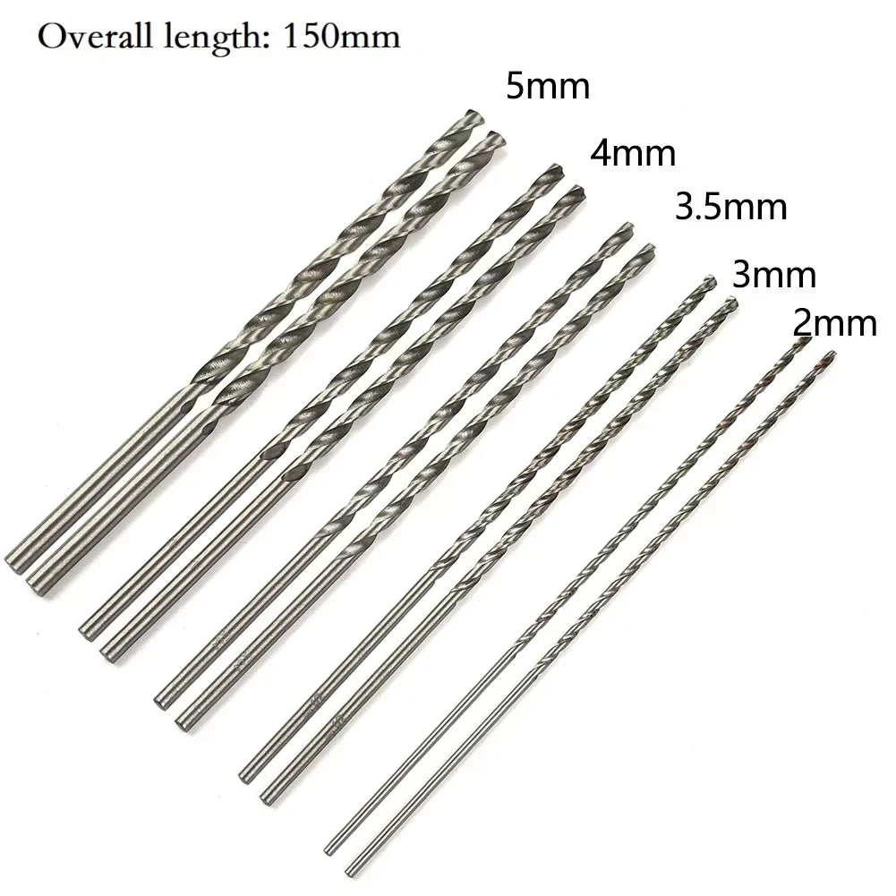 10pc Extra Long HSS Drill Bit Set 150mm | 2mm–5mm Twist Bits HSS Twist Drill Bit Set Vue