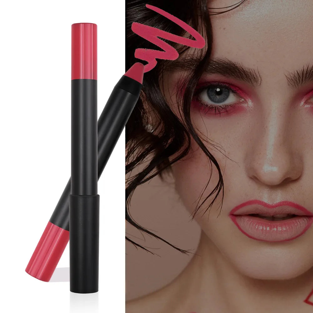 Matte Lipstick Pencil Waterproof With Sharpener Lip Balm Private Label Velvet Lip Liner Pen Lips Makeup Women Cosmetics Bulk Vue