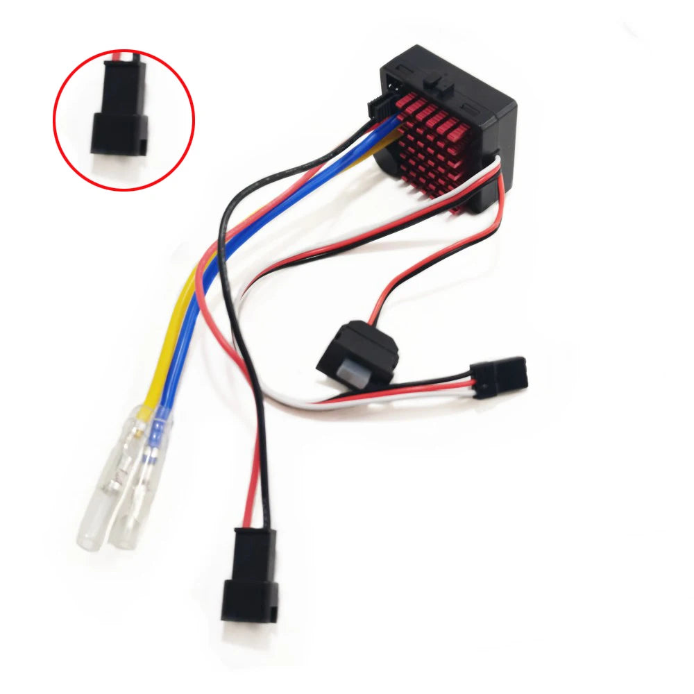 RC Model 60A Brushed ESC Speed Controller 2S 7.4V LiPo Brushed Electronic Speed Controller for 370 390 540 Brushed Motor Vue