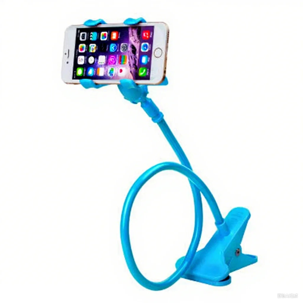 360 Clip Mobile Phone Holder Stand Portable Flexible Lazy Bed Desktop Bracket Smartphones Desk Bed Mount Stand Base Support 70cm Vue Sky Blue