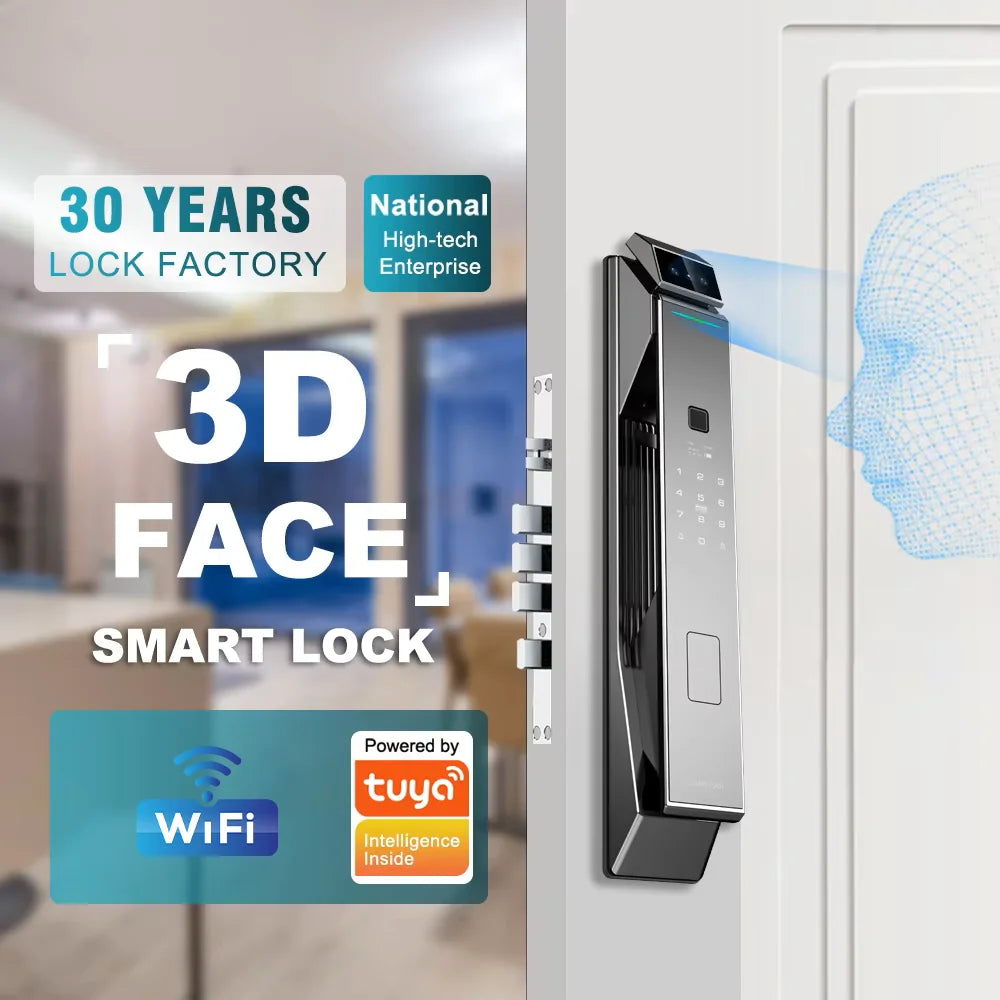 TYSH Tuya App Fingerprint Smart Door Lock Face Recognition Fingerprint Lock With Camera Biometric Door Smart Digit Lock Vue
