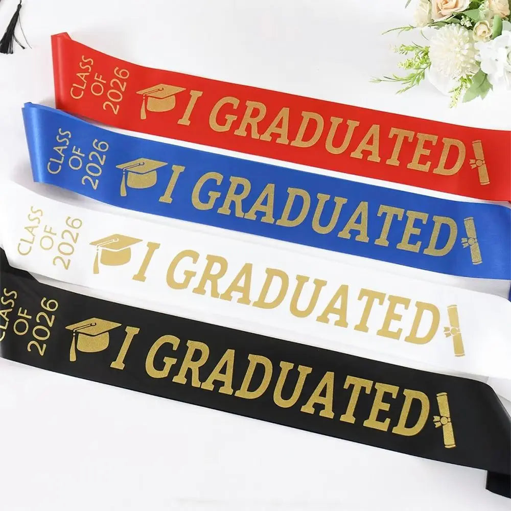 Class 2026 Graduation Stole Sash I Graduated Happy Gown Scarf Solid Vue