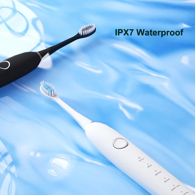 6 Modes Electric Sonic Toothbrush USB Rechargeable for Adults Ultrasonic Tootbrush with 4/8 Replacement Heads Smart Timer IPX7 Vue